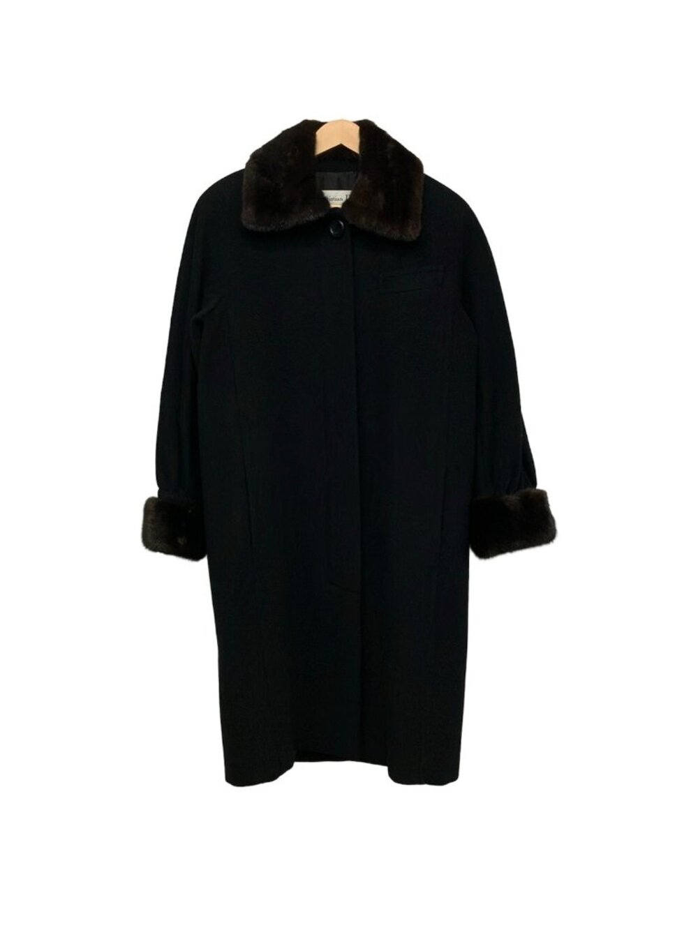 Dior Coat 11 M Black Dark Brown Long Sleeve Mink Length Winter